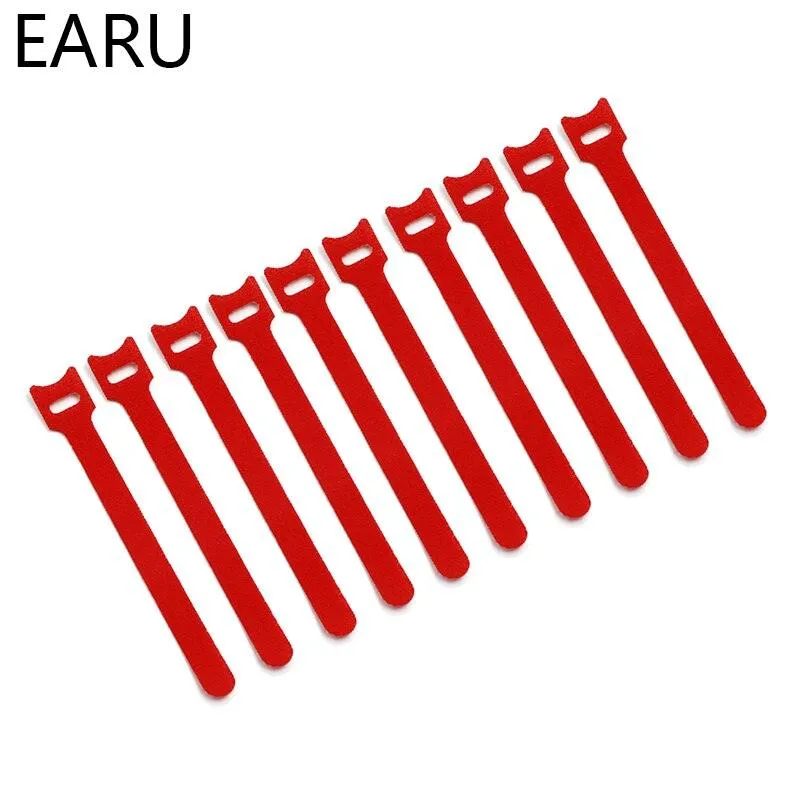 10pcs/lot 12*150mm Nylon Reusable Releasable Zip Cable Ties With Eyelet Holes Back To Back Wire Hook Loop Fastener Management
