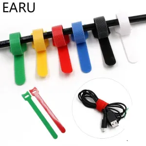 10pcs/lot 12*150mm Nylon Reusable Releasable Zip Cable Ties With Eyelet Holes Back To Back Wire Hook Loop Fastener Management