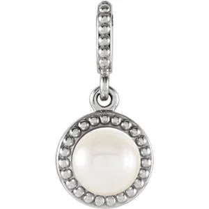 14K White 6mm Freshwater Cultured Pearl Pendant