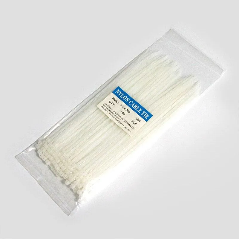 200mm Self-locking Nylon Cable Ties 8inch 100pcs Plastic Zip Tie 18 Lbs Black Wire Binding Wrap Straps SGS UL Certified Fastener