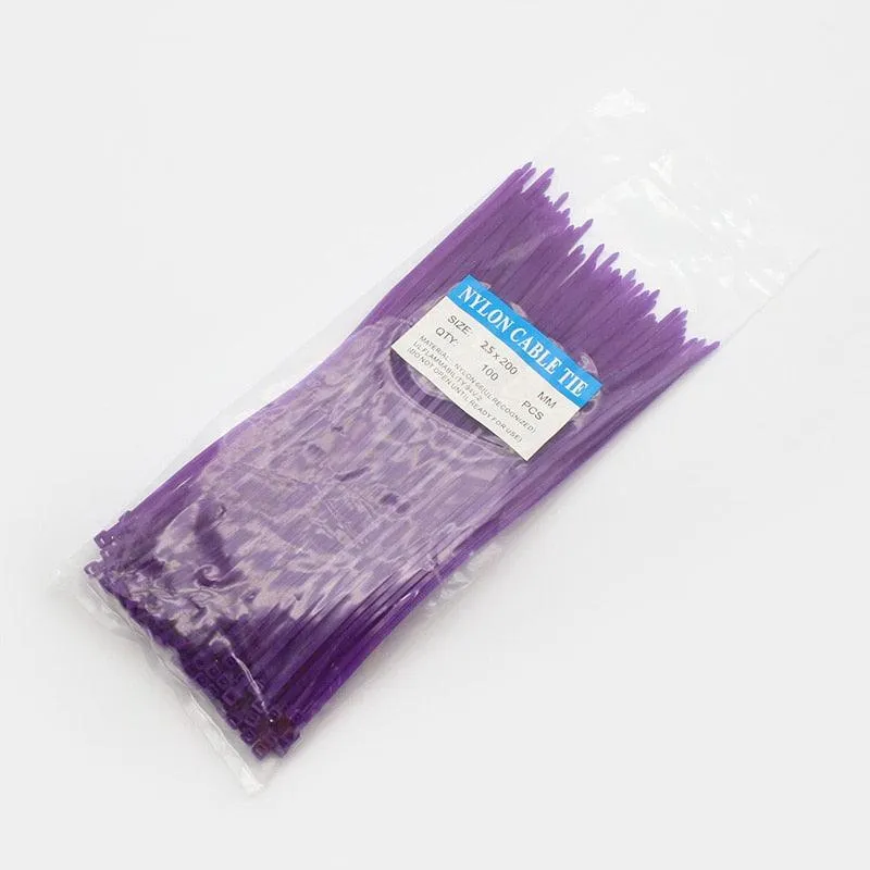200mm Self-locking Nylon Cable Ties 8inch 100pcs Plastic Zip Tie 18 Lbs Black Wire Binding Wrap Straps SGS UL Certified Fastener