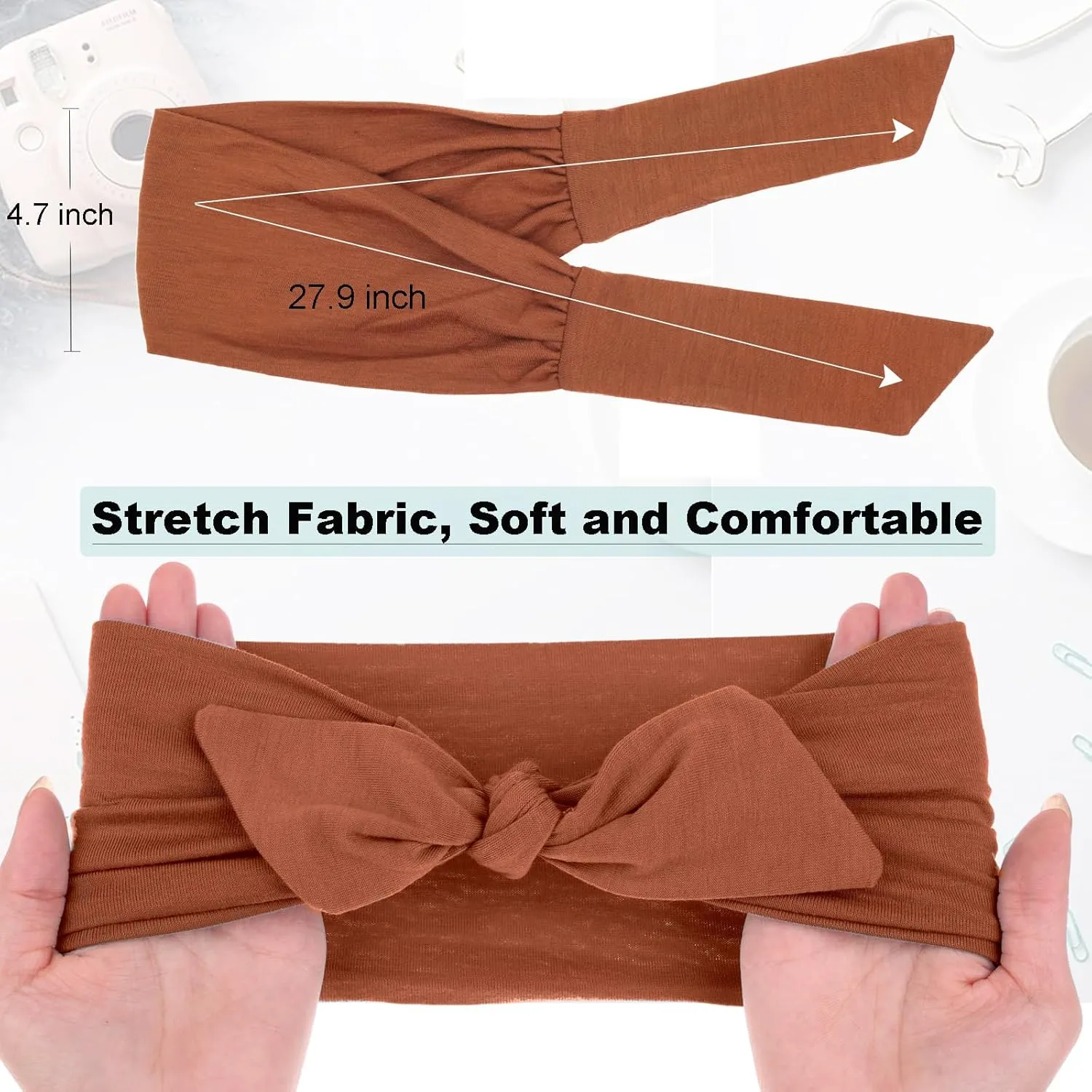 4 Pieces Adjustable Headbands for Women Elastic Knotted Boho Headbands For Women Fashion Wide Headband Hair Scarf Headband Yoga Workout Head Bands Hair Accessories Band
