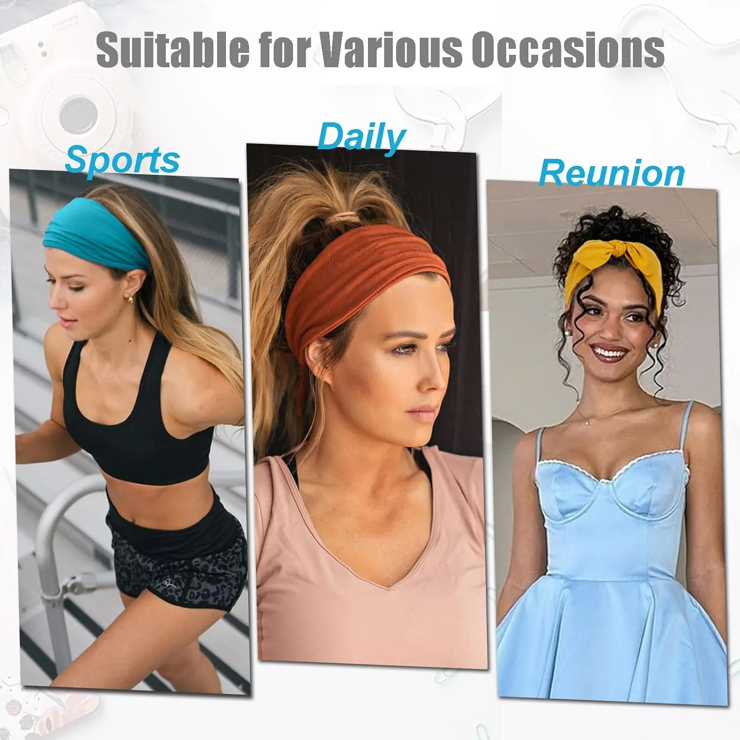 4 Pieces Adjustable Headbands for Women Elastic Knotted Boho Headbands For Women Fashion Wide Headband Hair Scarf Headband Yoga Workout Head Bands Hair Accessories Band