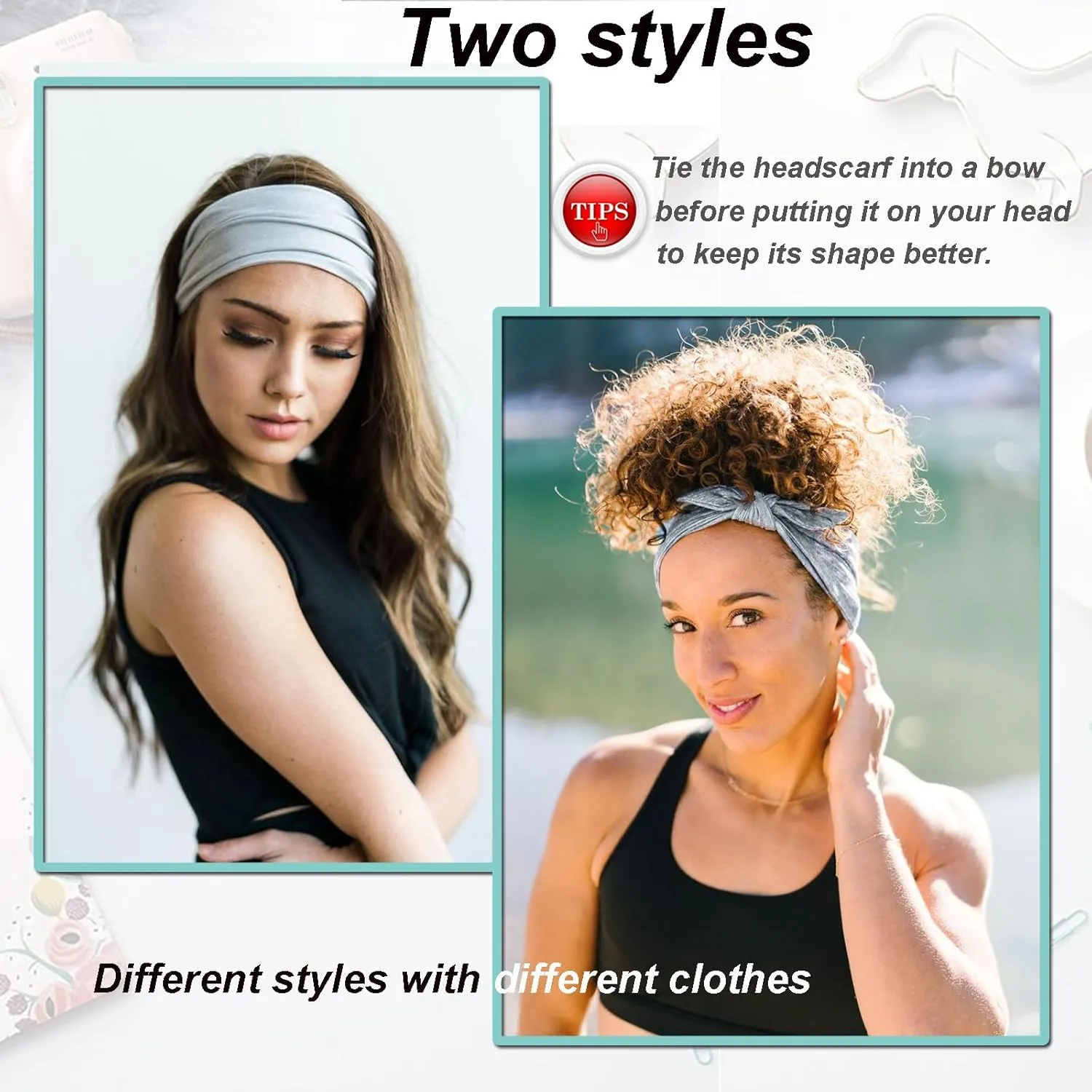 4 Pieces Adjustable Headbands for Women Elastic Knotted Boho Headbands For Women Fashion Wide Headband Hair Scarf Headband Yoga Workout Head Bands Hair Accessories Band