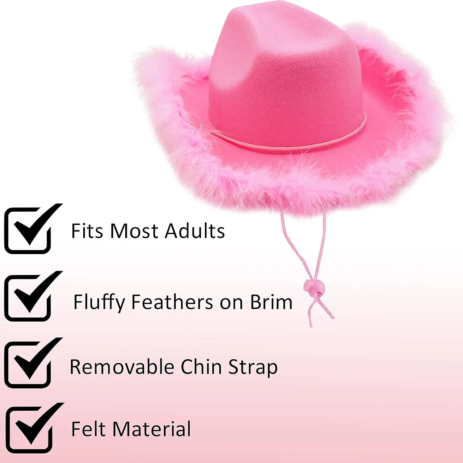 4E's Novelty Cowboy Hat with feathers With Heart Shaped Sunglasses for Women, Felt Cowgirl Hat for Party Costume Dress Up