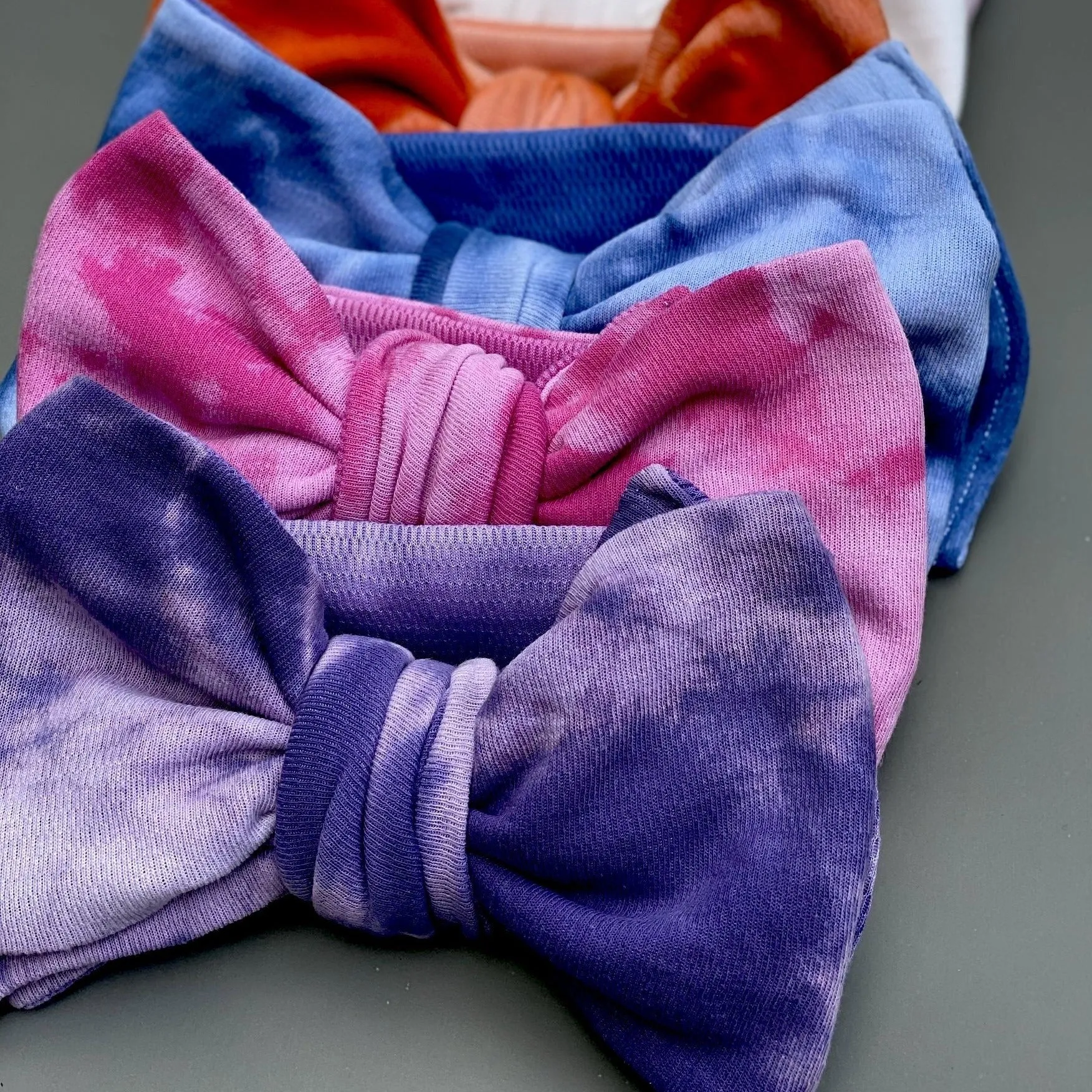 Big Bow Headband Antimicrobial Wicking: Tie-dye and Solid
