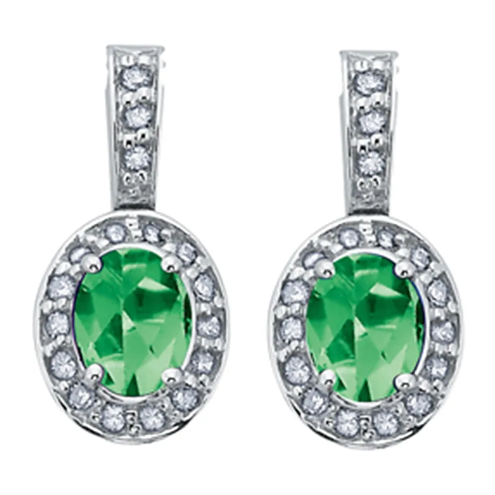 Birthstone and Diamond Drop Earrings