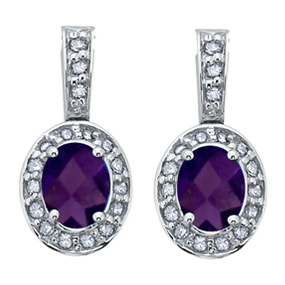 Birthstone and Diamond Drop Earrings