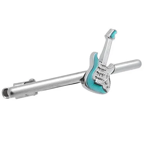 Blue Electric Guitar Tie Clips