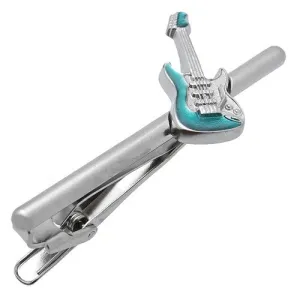 Blue Electric Guitar Tie Clips