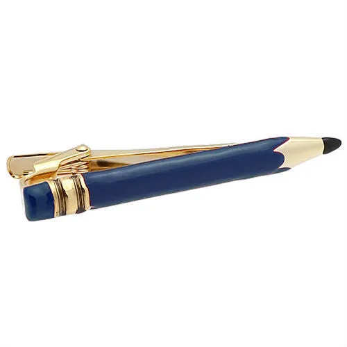 Blue Pencil Tie Clips