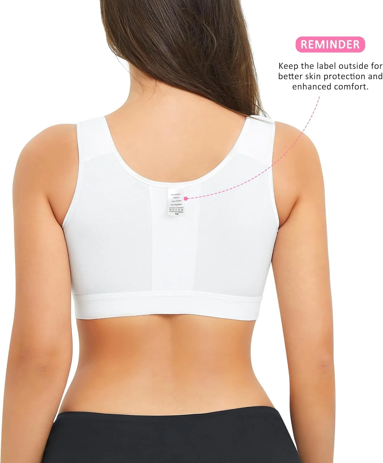 BRABIC Zip Front Closure Everyday Bra for Women Post Surgery Compression Support with Adjustable Straps Wirefree