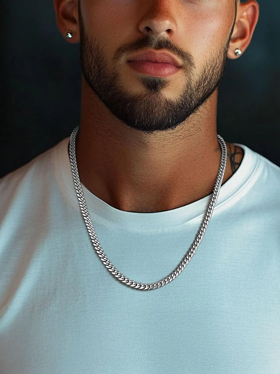 ChainsPro Men Chunky Miami Cuban Chain Necklace, Custom Available, 4.8/6/10/14mm Width, 18/20/22/24/26/28/30inch Length, Gold Plated/Stainless Steel/Black, Send Gift Box