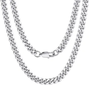 ChainsPro Men Chunky Miami Cuban Chain Necklace, Custom Available, 4.8/6/10/14mm Width, 18/20/22/24/26/28/30inch Length, Gold Plated/Stainless Steel/Black, Send Gift Box