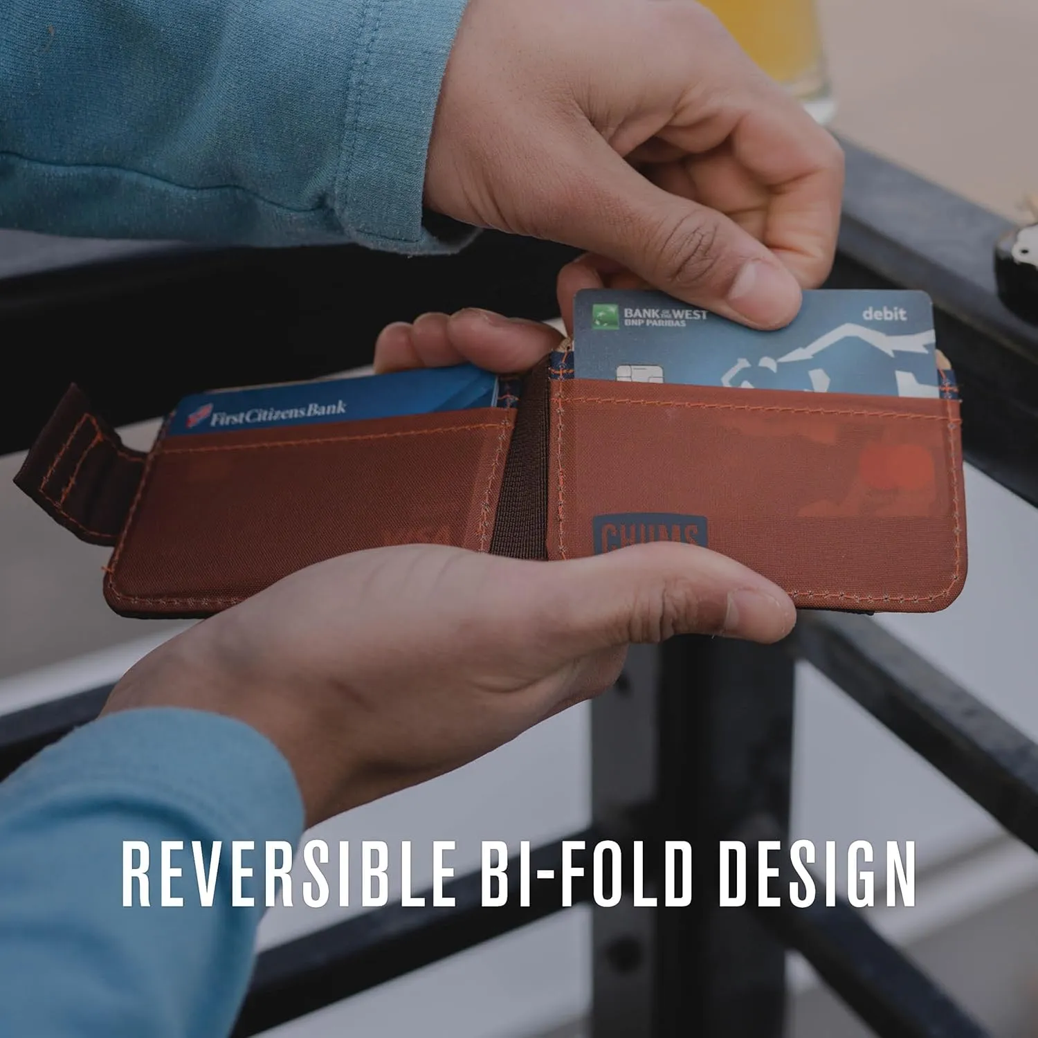 Chums Bandit Bi-Fold Wallet  Slim RFID Wallet for Men & Women, Reversible Card, ID & Money Holder (Plum)