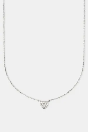 Clear Heart Bezel Necklace - White