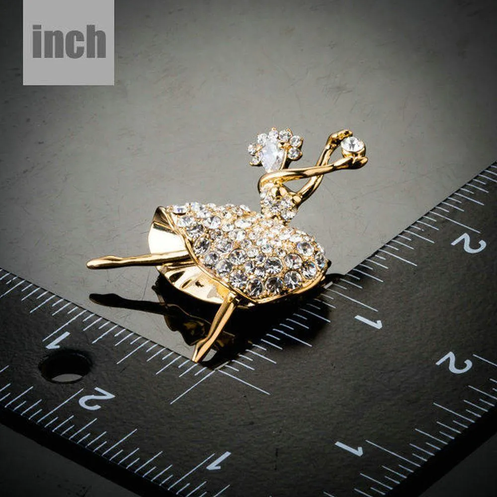 Dancing Girl Crystal Pin Brooch