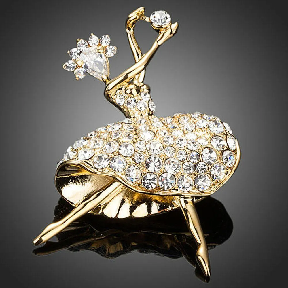 Dancing Girl Crystal Pin Brooch