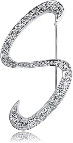 ETHOON Letter Brooch Pins Initial Rhinestone Brooch for Women Crafts Silvery A-Z