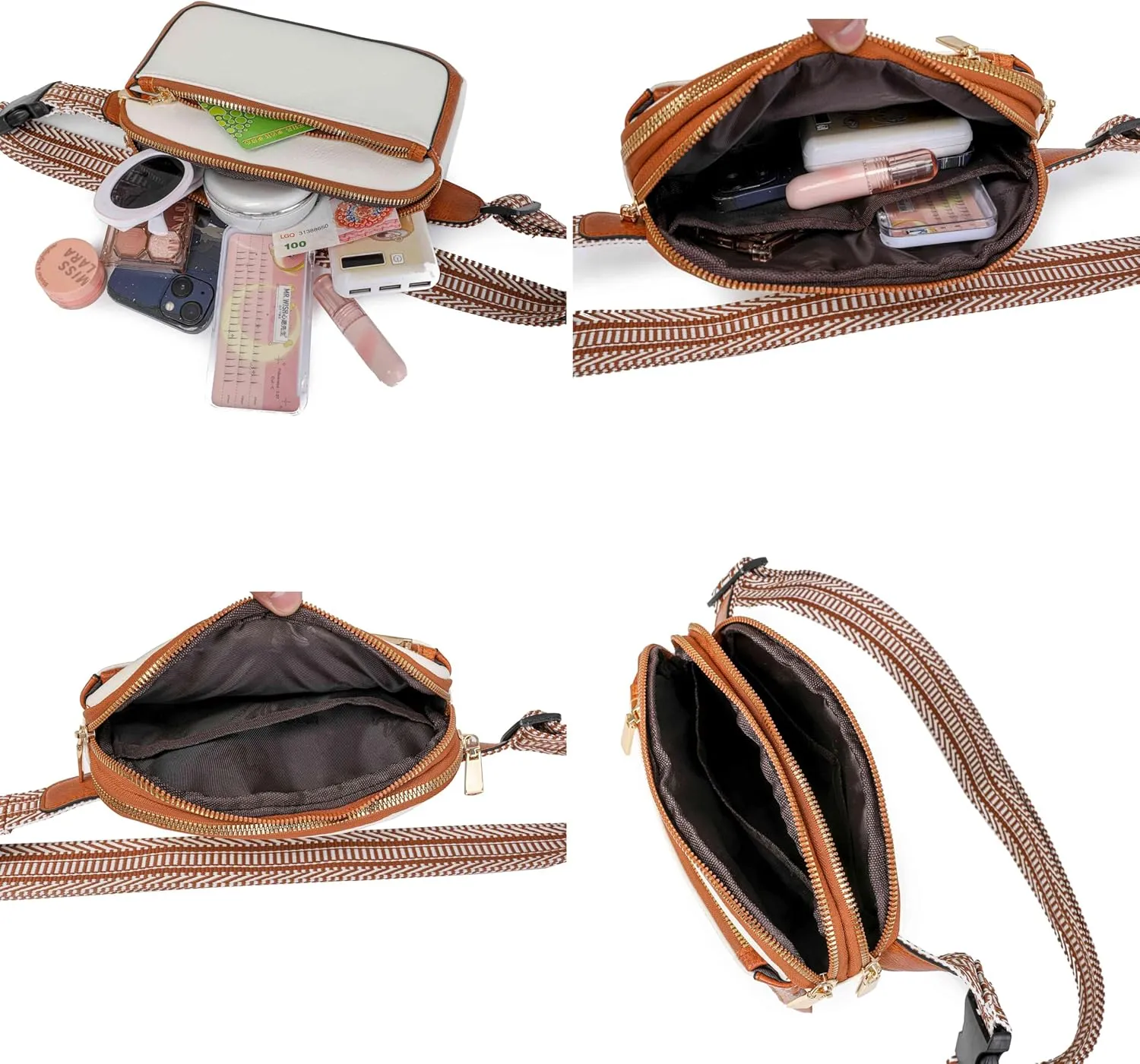 Fanny Packs for Women Vegan Leather Waist Packs with Adjustable Strap, Crossbody Purse Belt Bag for Women (Brown)