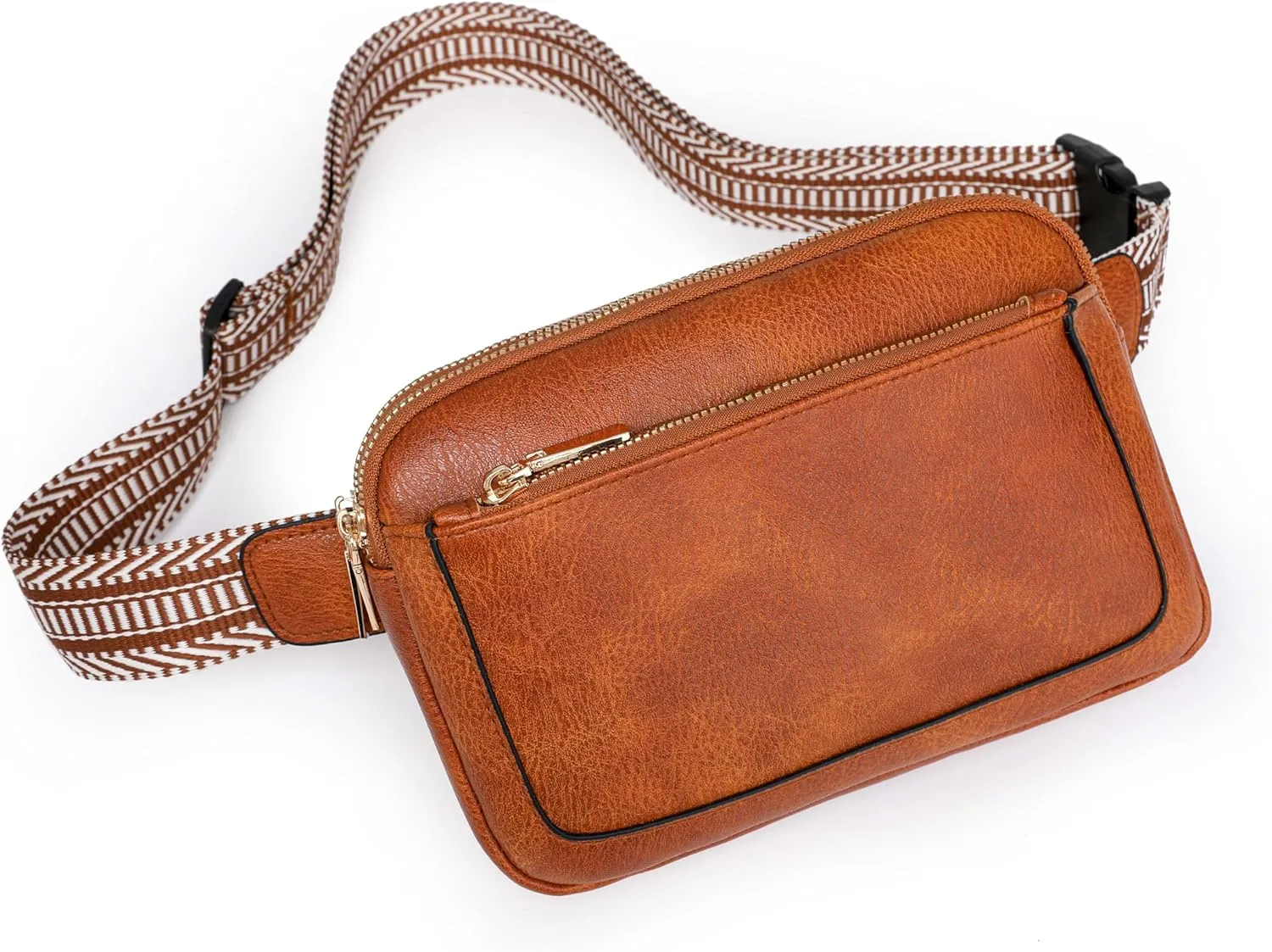 Fanny Packs for Women Vegan Leather Waist Packs with Adjustable Strap, Crossbody Purse Belt Bag for Women (Brown)