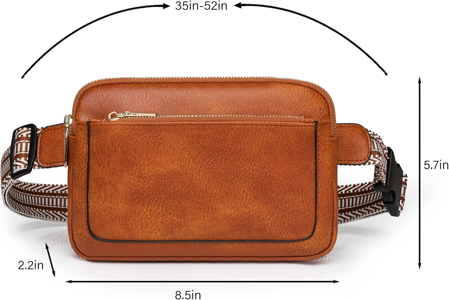 Fanny Packs for Women Vegan Leather Waist Packs with Adjustable Strap, Crossbody Purse Belt Bag for Women (Brown)