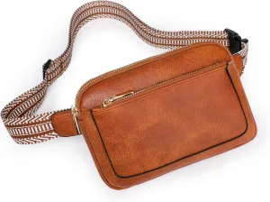 Fanny Packs for Women Vegan Leather Waist Packs with Adjustable Strap, Crossbody Purse Belt Bag for Women (Brown)