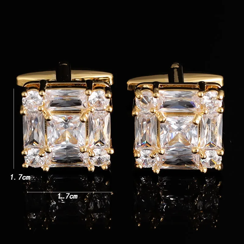 Fashion High-end Rhinestone Zircon Cufflinks