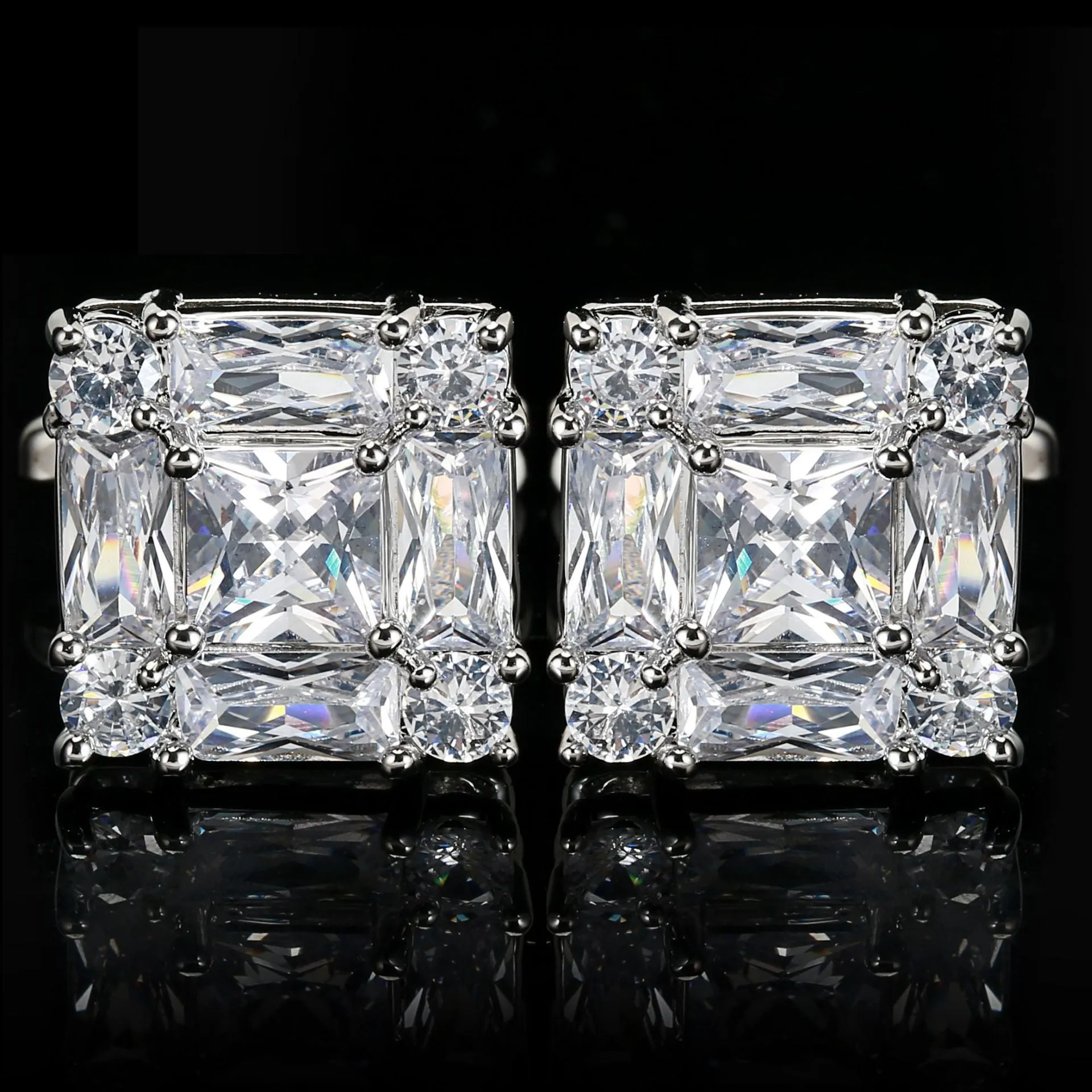 Fashion High-end Rhinestone Zircon Cufflinks