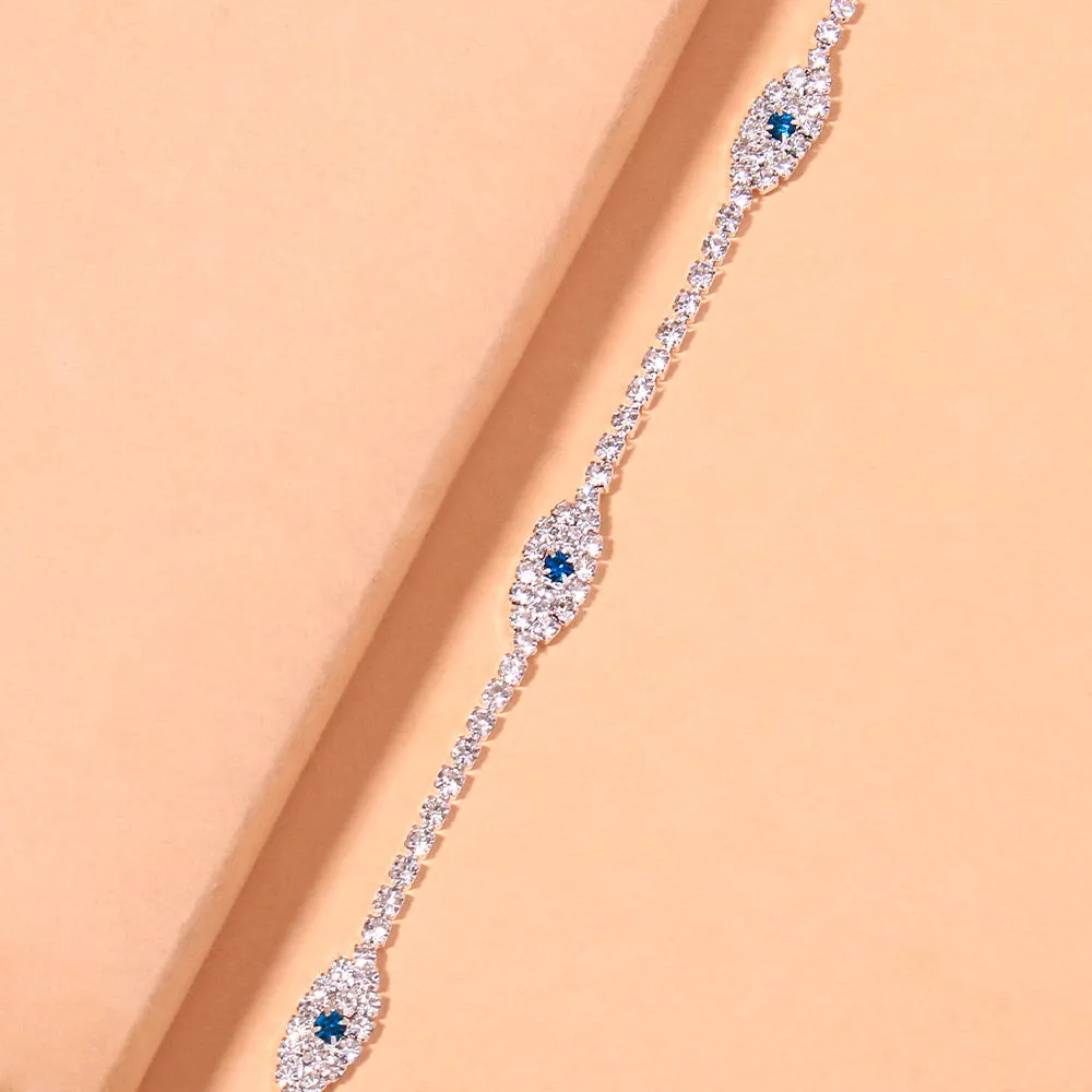 Fashion Rhinestone Blue Evil Eye Ankle Bracelet Femme for Women