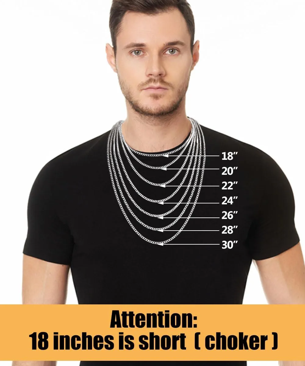 Fiusem Cross Necklace for Men, Silver Tone Mens Cross Necklaces with 3.5mm Chain and Stainless Steel Pendant, Cuban Chain 16-24 Inches