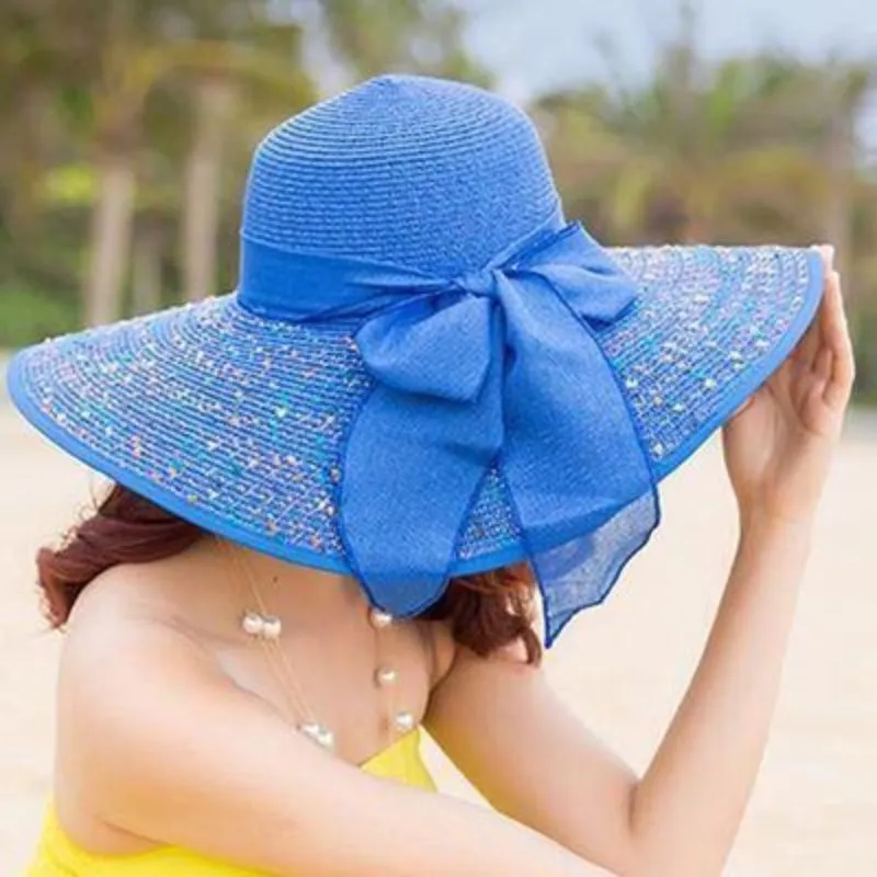 Floppy Wide Brim Beach Summer Hats with Chic Bow Tie