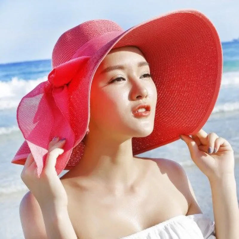 Floppy Wide Brim Beach Summer Hats with Chic Bow Tie