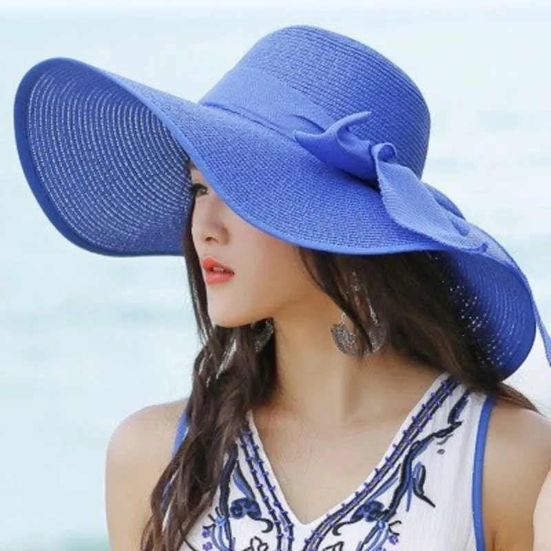 Floppy Wide Brim Beach Summer Hats with Chic Bow Tie