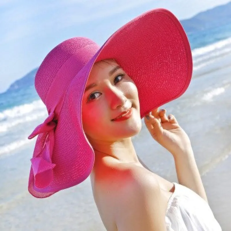 Floppy Wide Brim Beach Summer Hats with Chic Bow Tie