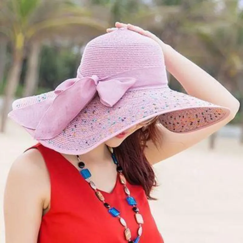 Floppy Wide Brim Beach Summer Hats with Chic Bow Tie