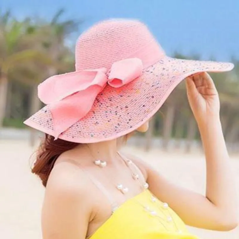 Floppy Wide Brim Beach Summer Hats with Chic Bow Tie