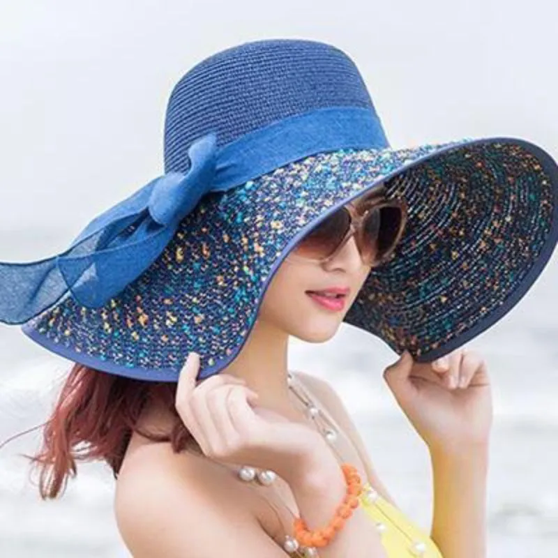 Floppy Wide Brim Beach Summer Hats with Chic Bow Tie
