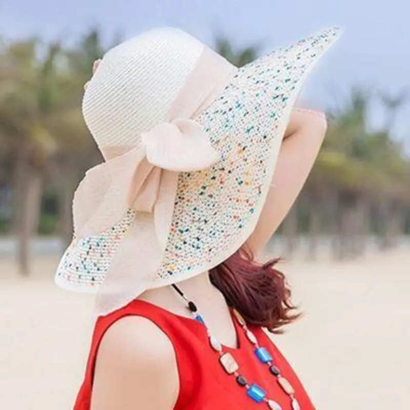 Floppy Wide Brim Beach Summer Hats with Chic Bow Tie