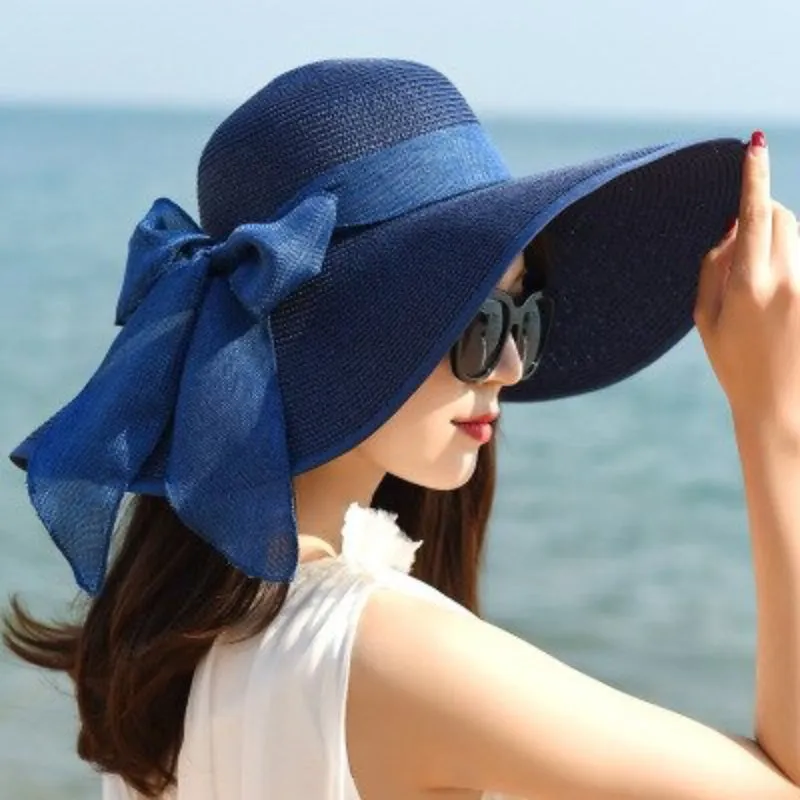 Floppy Wide Brim Beach Summer Hats with Chic Bow Tie