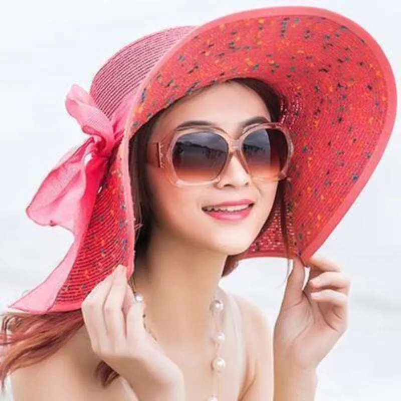 Floppy Wide Brim Beach Summer Hats with Chic Bow Tie