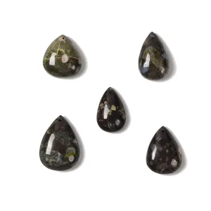 Flower Obasidian Flat Back Teardrop Pendant Size 20x30-25x35mm Sold per Piece