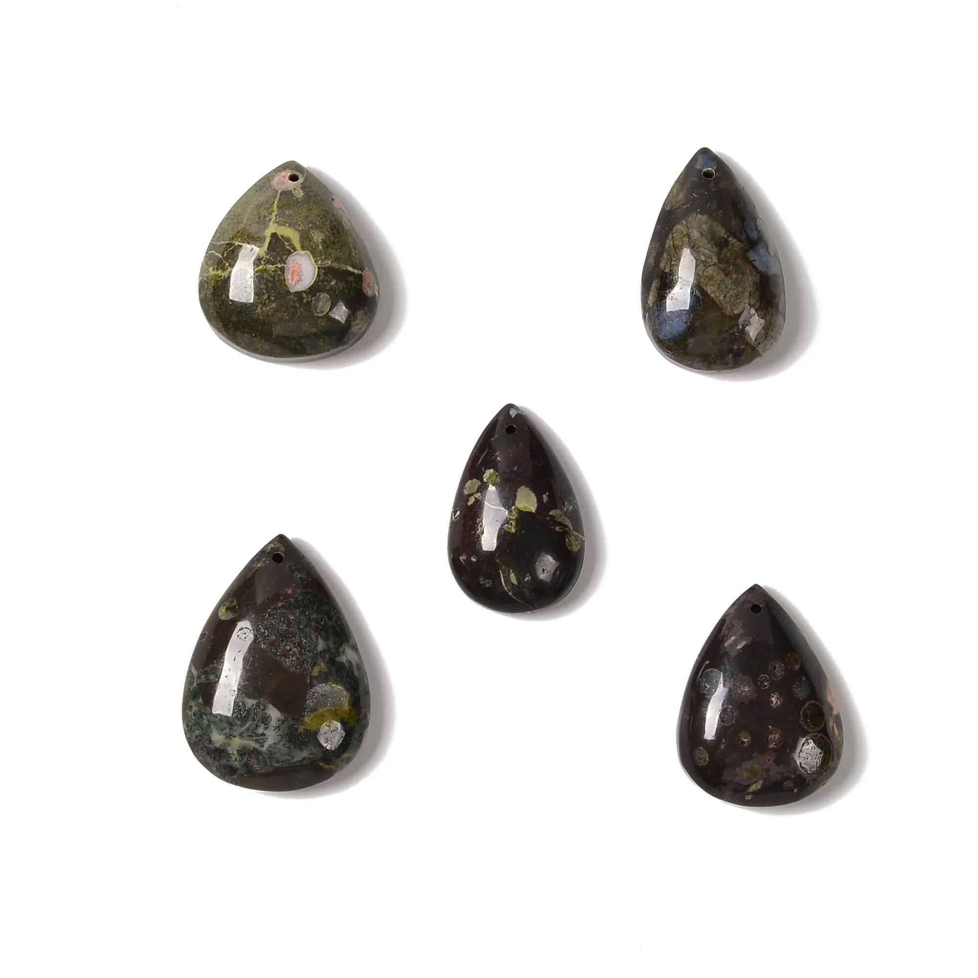 Flower Obasidian Flat Back Teardrop Pendant Size 20x30-25x35mm Sold per Piece