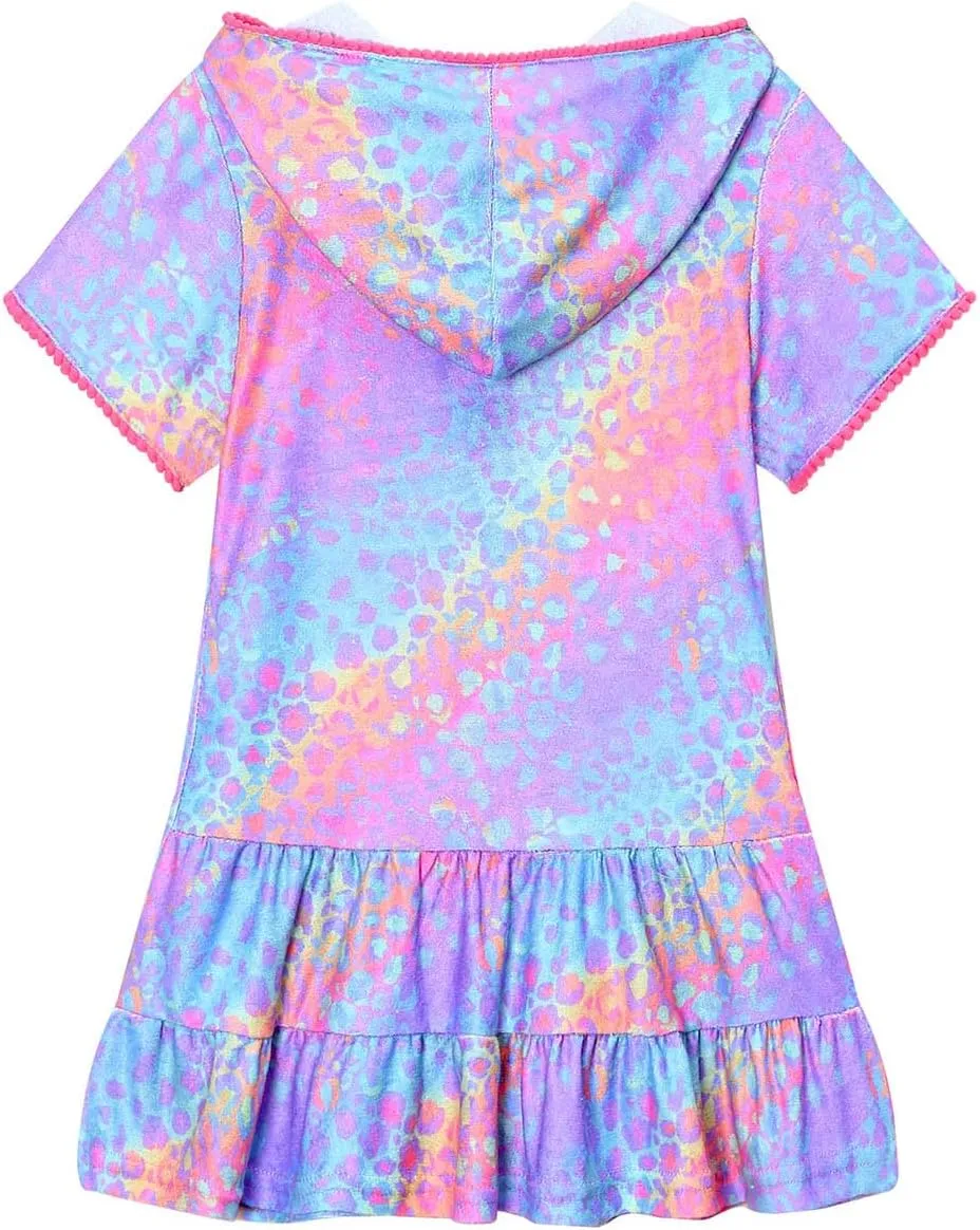 Girls Swim Cover Up Terry Swimsuit Coverup Kids Zip-Up Beach Pool Bathing Suit Wraps with Sunglasses