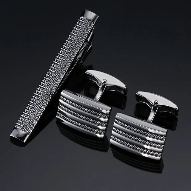 High quality cuff and tie clip set