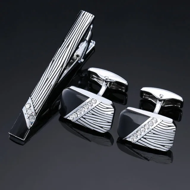 High quality cuff and tie clip set
