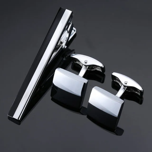 High quality cuff and tie clip set