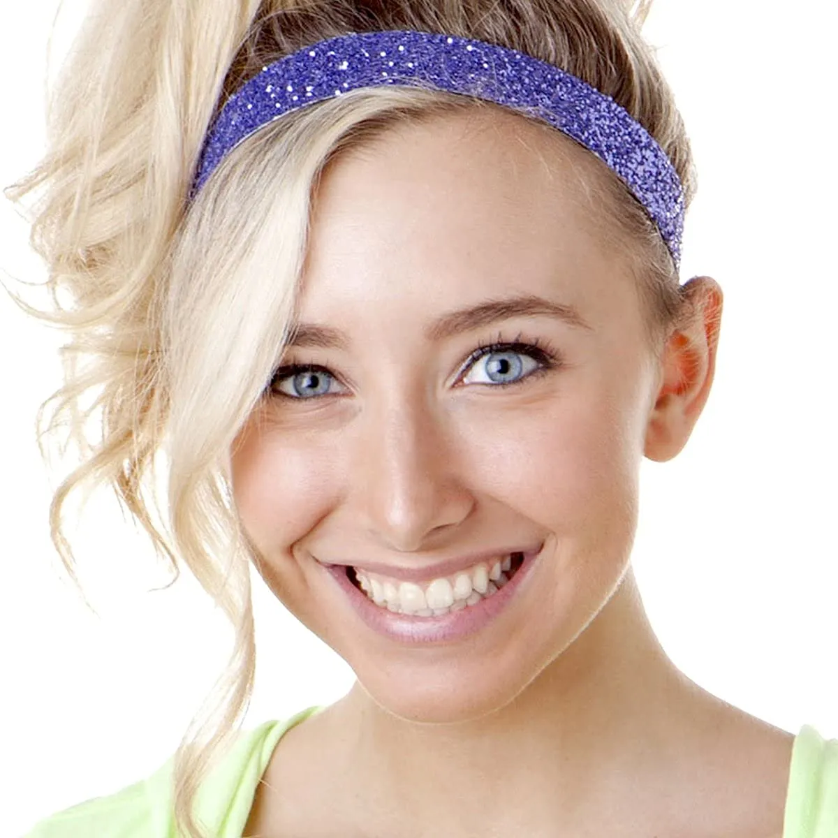 Hipsy Adjustable Non Slip Wide Bling Glitter Headband for Women Girls & Teens (Purple)