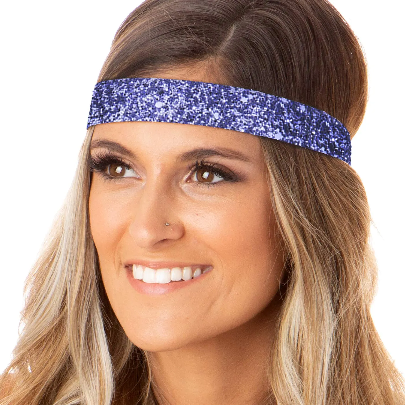 Hipsy Adjustable Non Slip Wide Bling Glitter Headband for Women Girls & Teens (Purple)