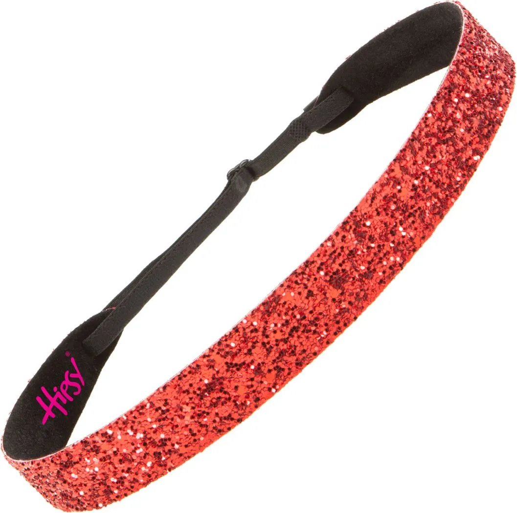 Hipsy Adjustable Non Slip Wide Bling Glitter Headband for Women Girls & Teens (Red)